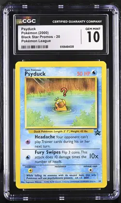 CGC 10 Psyduck 2000 Black Star Promo 20 Pokemon League Graded Pokemon Card - Image 1