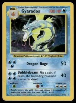 Pokemon Cards Gyarados 6/102 Base Set Unlimited Holo Holo Rare LP - Image 1