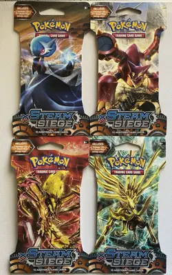 Pokemon TCG Steam Siege Booster Pack Complete Art Set, 4 Packs, Sealed - Image 1