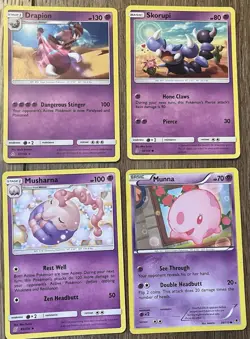 Pokemon Drapion, Skorupi, Musharna, Munna Psychic Type Card Lot (4 Cards) - Image 1