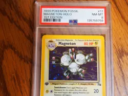 Pokemon 1999 1st Edition Fossil Magneton rare holo card, PSA 8 - Image 2