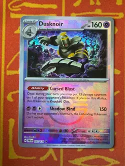 POKEMON TCG DUSKNOIR 037/131 MASTERBALL HOLO RARE NM PRISMATIC EVOLUTIONS - Image 1
