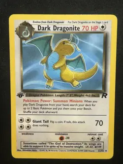 Dark Dragonite 22/82 Rare Team Rocket Pokemon 1st Edition NM - Image 1