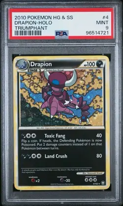 2010 Pokemon Heartgold & Soulsilver Triumphant 4 Drapion Holo PSA 9 Mint - Image 1