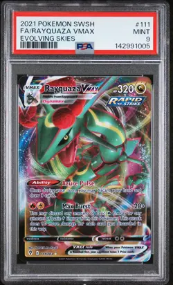 2021 POKEMON SWORD & SHIELD EVOLVING SKIES #111 FULL ART/RAYQUAZA VMAX PSA 9 - Image 1