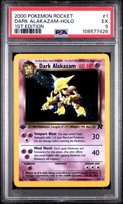PSA 5 Dark Alakazam-Holo 2000 Pokemon Rocket #1 - Image 1