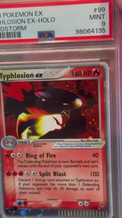 2003 POKEMON EX SANDSTORM #99 TYPHLOSION EX-HOLO PSA 9 perfect swirl🌀 - Image 2