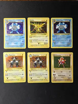 Pokemon SHADOWLESS Base Set Holo Poliwrath Magneton Hitmonchan Zapdos HP-MP - Image 1