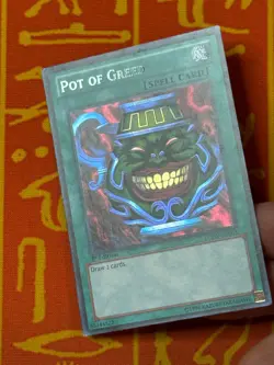YUGIOH POT OF GREED SECRET RARE 1ST EDITION EXC LCJW-EN061 NA PRINT - Image 3