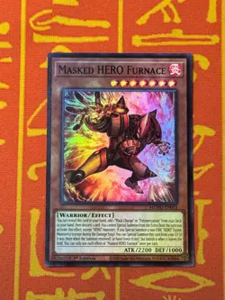 YUGIOH MASKED HERO FURNACE SUPER RARE NEAR MINT MZMU-EN015 NA PRINT - Image 1