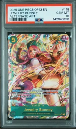 PSA 10 2025 ONE PIECE OP12 LEGACY OF THE MASTER #118 JEWELRY BONNEY ALT ART - Image 1