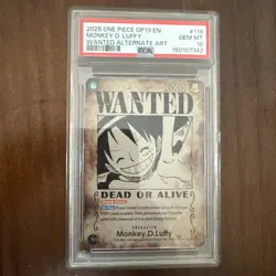 One Piece Monkey.D.Luffy Carrying On His Will OP13-118 WANTED POSTER SP PSA 10 - Image 1