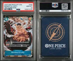 2025 ONE PIECE OP13 058 CARRYING ON HIS WILL MONKEY D LUFFY TREASURE RARE PSA 10 - Image 1