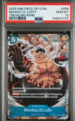 2025 ONE PIECE OP13 058 CARRYING ON HIS WILL MONKEY D LUFFY TREASURE RARE PSA 10 - Image 2