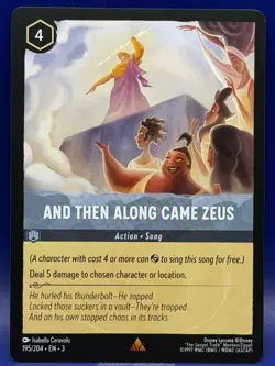 Disney Lorcana AND THEN ALONG CAME ZEUS 195/204 Rare EN 3 Into the Inklands - Image 1