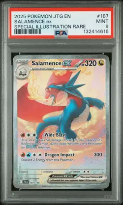 2025 POKEMON JTG EN-JOURNEY TOGETHER #187 SALAMENCE EX PSA 9 - Image 1