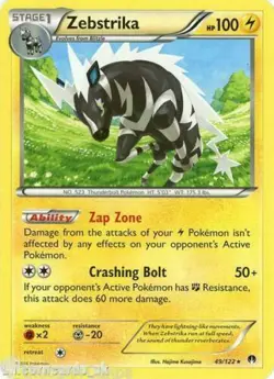 POKEMON CARD ZEBSTRIKA 49/122 NO 523 THUNDERBOLT POKEMON TCG CCG - Image 1