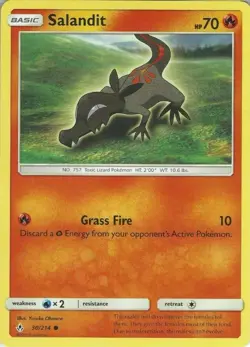 POKEMON CARD SALANDIT 30/214 NO 757 TOXIC LIZARD POKEMON TCG CCG - Image 1