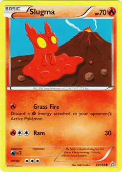 POKEMON CARD SLUGMA 22/160 NO 218 LAVA POKEMON TCG CCG - Image 1