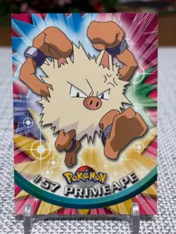 1999 Topps Pokemon #57 Primeape (TV Animation Series 1) 3rd Print Green Logo NM - Image 1