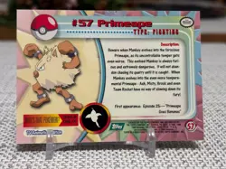 1999 Topps Pokemon #57 Primeape (TV Animation Series 1) 3rd Print Green Logo NM - Image 2