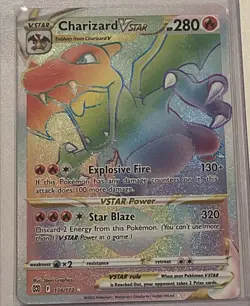 Pokemon TCG Charizard VSTAR Rainbow Secret Rare Card Brilliant Stars 174/172 - Image 1