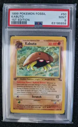 1999 POKEMON FOSSIL 1ST ED #50 KABUTO PSA 9 - Image 1