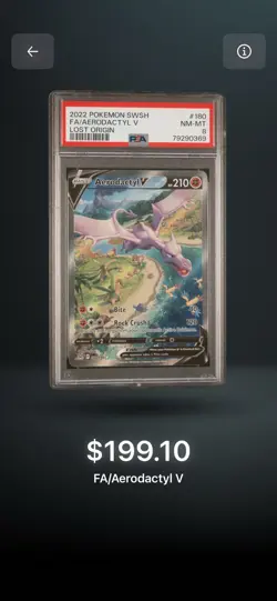 2022 Pokemon TCG Aerodactyl V Full Art Holo Ultra Rare Lost Origin #180 PSA 8 - Image 1