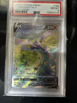 2022 Pokemon TCG Aerodactyl V Full Art Holo Ultra Rare Lost Origin #180 PSA 8 - Image 2