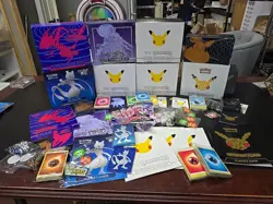 Lot Of Empty Etb Pokemon Boxes Sleeves Dice Players Guides - Image 1