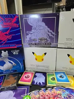 Lot Of Empty Etb Pokemon Boxes Sleeves Dice Players Guides - Image 4