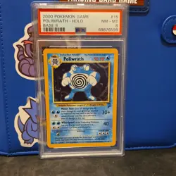 Poliwrath Base Set 2 15/130 Holo Rare PSA 8 2000 90 HP Pokemon TCG - Image 1