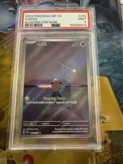 2025 Pokemon Cleffa SV03 Obsidian Flames Illustration Rare Holo PSA 9 English - Image 1