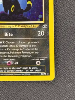 Pokemon TCG Umbreon 13/75 Neo Discovery Holo Rare Card Moderately Played - Image 4