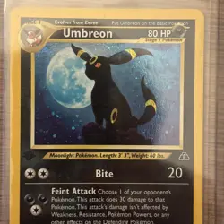 1st Edition Umbreon 13/75 Holo Rare Pokemon Card Neo Discovery Rare HP - Image 2