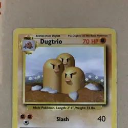 Dugtrio 19/102 Base Set Non Holo Rare 1999 Vintage Pokemon Card - HP - Image 2