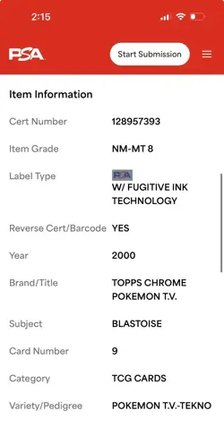 2000 Topps Chrome Pokemon Blastoise Tekno PSA 8 Low Pop Rare #9 Series 1 - Image 4