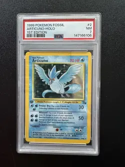 1999 Pokemon Fossil Set Articuno Holo #2 1st Edition PSA 7 - Image 1