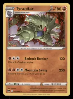 Tyranitar SWSH03: Darkness Ablaze #088/189 Holo Rare Pokemon - Image 1