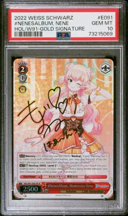 WEISS SCHWARZ HOLOLIVE E091 MOMOSUZU NENE GOLD SIGNATURE PSA 10 GEM MINT - Image 1