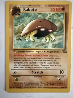 Kabuto Fossil 50/62 Unlimited Edition Regular Pokemon Card - Image 1