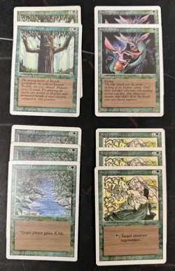 MTG Revised 10x Green Card Lot 2x Scryb Sprites, 2x Ironroot Treefolk etc... - Image 1