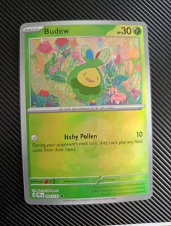Budew (Master Ball Pattern) - 004/131 - Common - Reverse Holo Pokemon NM - Image 1