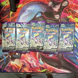 Pokemon Violet EX Booster Packs Korean Miraidon 5 Packs TCG Nintendo Card Stock - Image 1