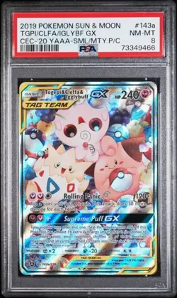 Togepi Cleffa Igglybuff GX 143a/236 PSA 8 Cosmic Eclipse Pokemon Card - Image 1