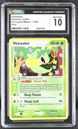 CGC 10 GEM MINT Victreebel 2006 EX Legend Maker 13/92 Holo Pokemon Card - Image 1