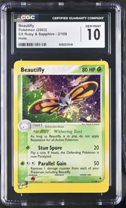 CGC 10 GEM MINT Beautifly 2003 EX Ruby & Sapphire 2/109 Holo SWIRL Pokemon Card - Image 1