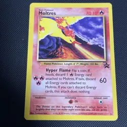 Pokemon MOLTRES Card BLACK STAR PROMO Set #21 Legendary Fire Bird Movie WOTC LP - Image 1