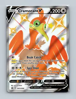 Pokemon TCG Cramorant V SWSH086 Shiny Full Art Black Star Promo Card - Image 1