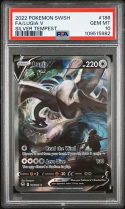 2022 POKEMON SWORD & SHIELD SILVER TEMPEST #186 FULL ART/LUGIA V PSA 10 - Image 1